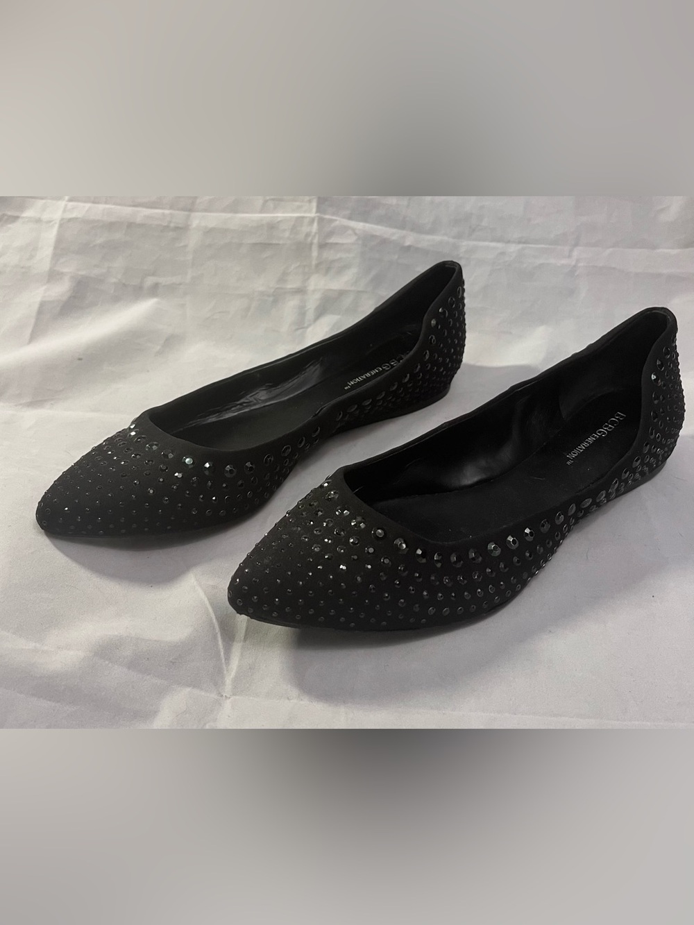 Black Studded Pointed-Toe Women’s Flats